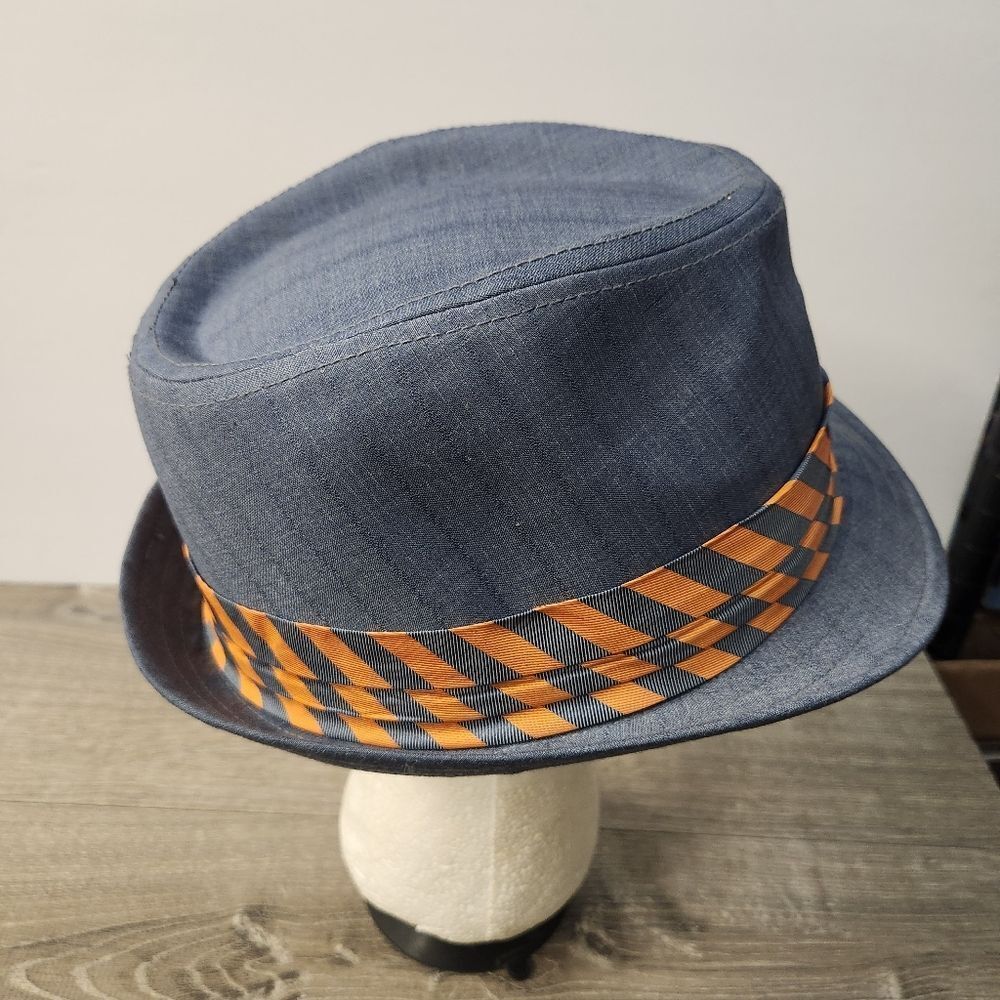 Peter‎ Grimm Mens Fedora Hat Charcoal Grey Size L/XL Orange Grey Hat Band Logo - Picture 5 of 11